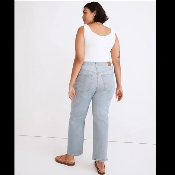 NWT Madewell Perfect Vintage Straight Jean in Danby Wash: Knee-Rip Edition - Picture 3 of 8